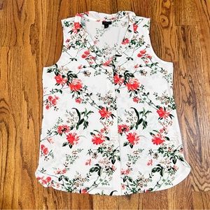 Ann Taylor Factory Sleeveless Button Down Floral Blouse Size M